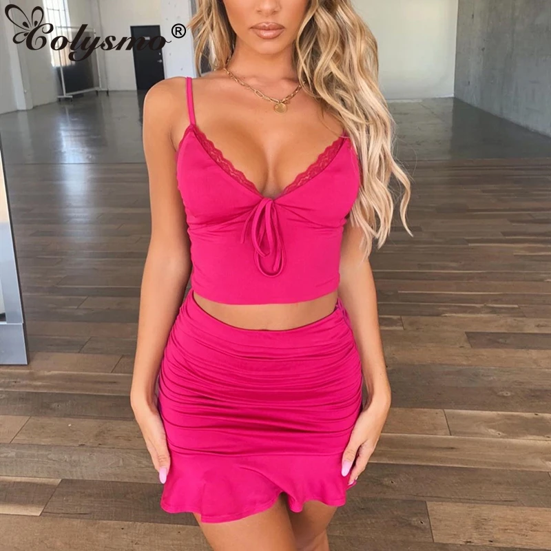 2 piece mini skirt and crop top