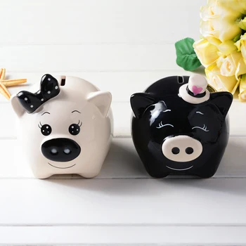 

Nordic Cute Pig Ceramic Piggy Bank Crafts Ornaments Simple Home Living Room Bedroom Animal Decoration Children Piggy Bank Gift