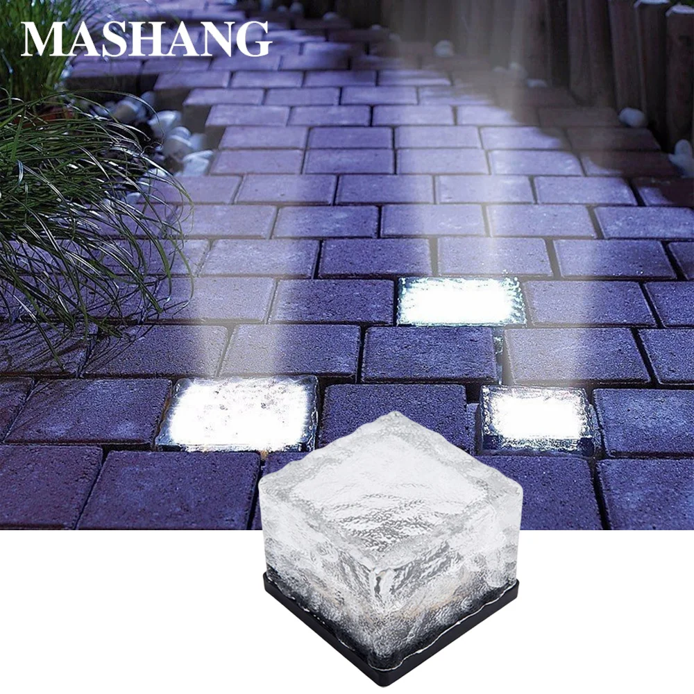 

LED Solar Lawn Light Garden Light Underground Lamp Waterproof led Glass Ice Brick Light for Garden Decoration Lighting