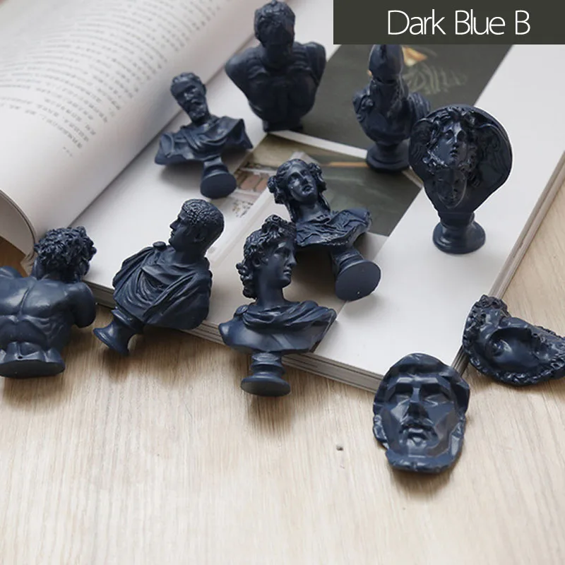Dark Blue B 10 шт./компл. фигурки древней греческой мифологической статуи Мини Фигурка Скульптура штукатурка всемирно известный бюст эскиз модель для практики ремесла - Цвет: Dark Blue B