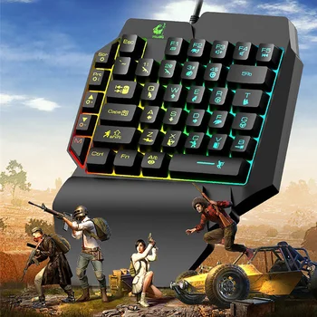 

1.5m Wired Gaming Keypad with LED Backlight 39 Keys One-handed Membrane Keyboard for LOL/PUBG/CF Ergonomic Game Keyboard
