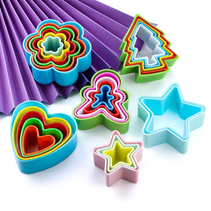5 Teile/satz Cookie Cutter Weihnachten Baum Kunststoff Mold Set Plunger Formen Für Cookies Kuchen Dekorieren DIY Backen Werkzeuge – Detail 6