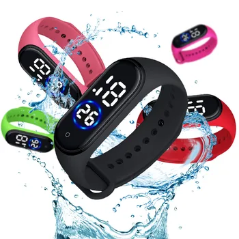 

montre silicone Digital LED Sports Watch Women Silicone Band Waterproof Mens Wrist Watches Clock reloj resistente al agua 03*