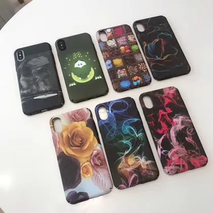 

Floral Phone Case Cover For iPhone XR XS Max X Luminous Water Sticker PC Phone Shell for iphone 7 8 plus 6 6s Back Cover