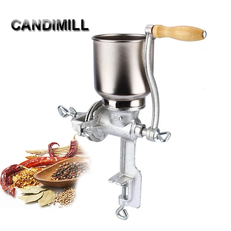 UPGRADED]Hand Grain Mill Grinder Corn Coffee Food Wheat Manual Hand Grains  Iron Nut Mill Crank Cast Home Kitchen Tool 