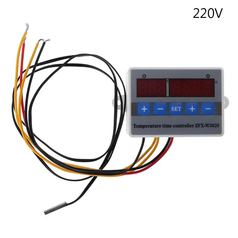 220 В/24 В/12 в регулятор температуры Термостат Регулятор с цифровой настройкой времени экран дисплей таймер переключатель с датчиком - Цвет: 220V