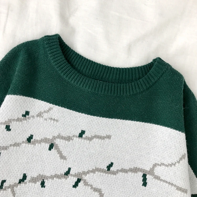 GCAROL, Зимний Рождественский свитер с героями мультфильмов, жаккардовый плотный вязаный джемпер с заниженным плечом, милый трикотажный джемпер для девочек