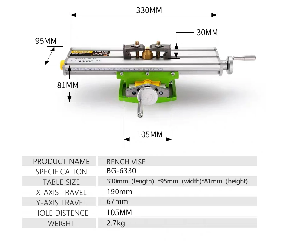 6330 Compound Drilling Slide Table/Worktable Milling Working Cross Table Milling Machine For Bench Drill Adjustme X-Y