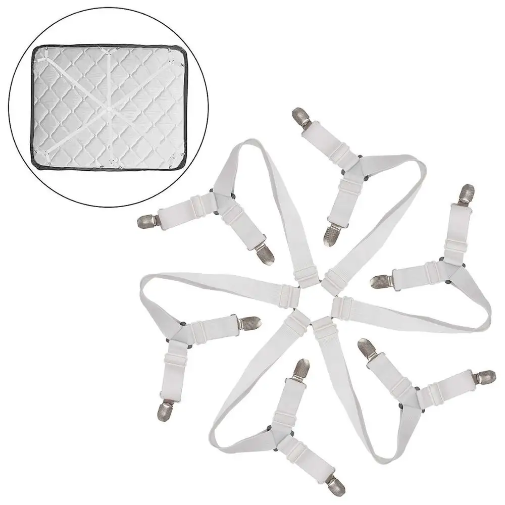 

Adjustable Elastic Bed Sheet Clip Mattress Cover Corner Holder Clip Fasteners Straps Grippers Elastic Hook Sets