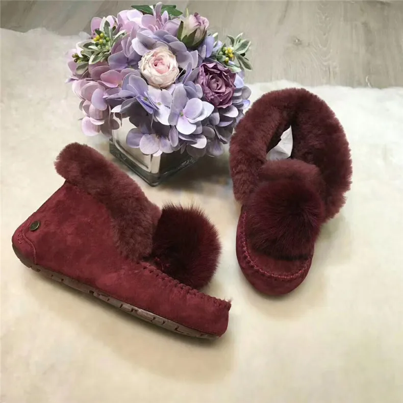 New Warm Natural Fur Women Snow Boots Real Wool Winter Boots Non-slip Rubber Soles Ankle Boots Fashion Female Casual Shoes