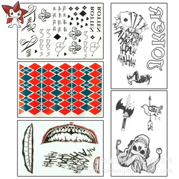 

Suicide Squad Harley Quinn Small Ugly Girl Original Tattoo Stickers Adhesive Paper Cosplay Props Multi--