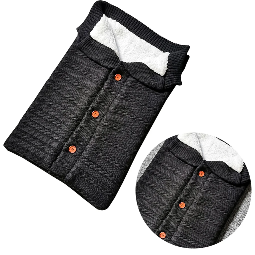 Зимний теплый спальный мешок для новорожденных, детский вязаный Пеленальный мешок на пуговицах, Пеленальное Одеяло для коляски, одеяло для малышей, спальные мешки - Цвет: No.3