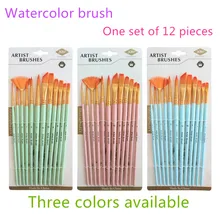 12 gradiente cor náilon escova de cabelo combinação conjunto novo aquarela óleo escova arte pintura suprimentos arte para o artista arte
