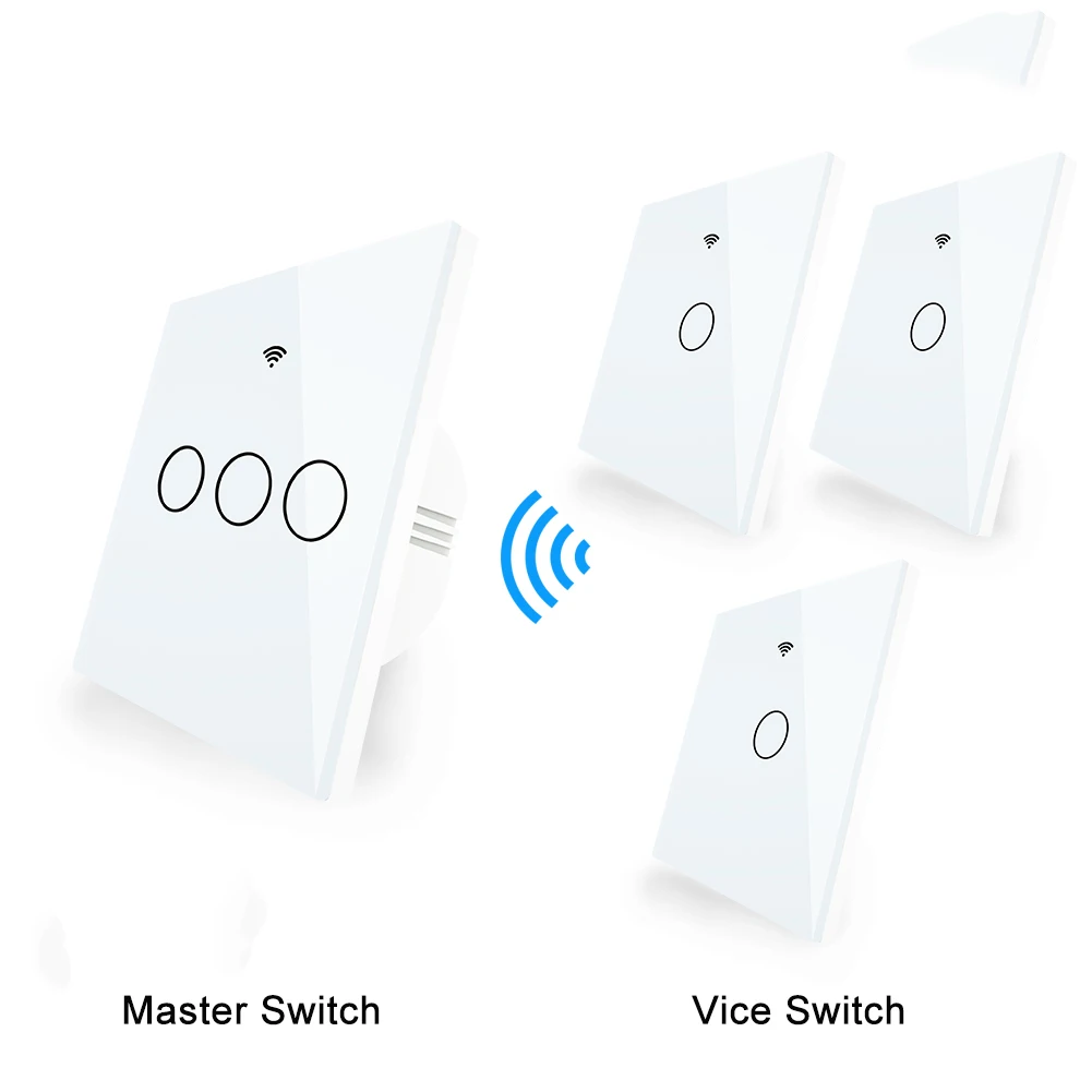 WiFi смарт-Стекло Панель сенсорный выключатель RF433 передатчик стены Панель 1/2/3 Gang Дистанционное Управление переключатель работает с Alexa Google Home - Цвет: Kit 5