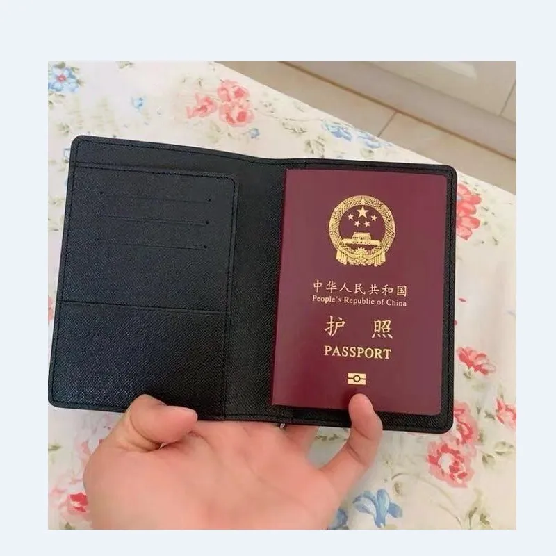 

162# With Box Mens Passport Wallet Fashion Men's Card Holder Leather Women Purse Covers for Passports Carteira Masculina