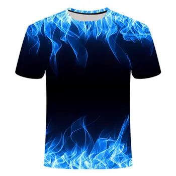 

Blue Flaming T-shirt Men's Women's T-shirt 3D T-shirt Casual Top Anime Street Fireman Clothing Short Sleeve Shirt