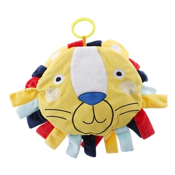 

Baby Round Pillow Cartoon Ring Bell Lion Shape Soft Plush Toys Accompanying Sleeping Comfort Bed Toys
