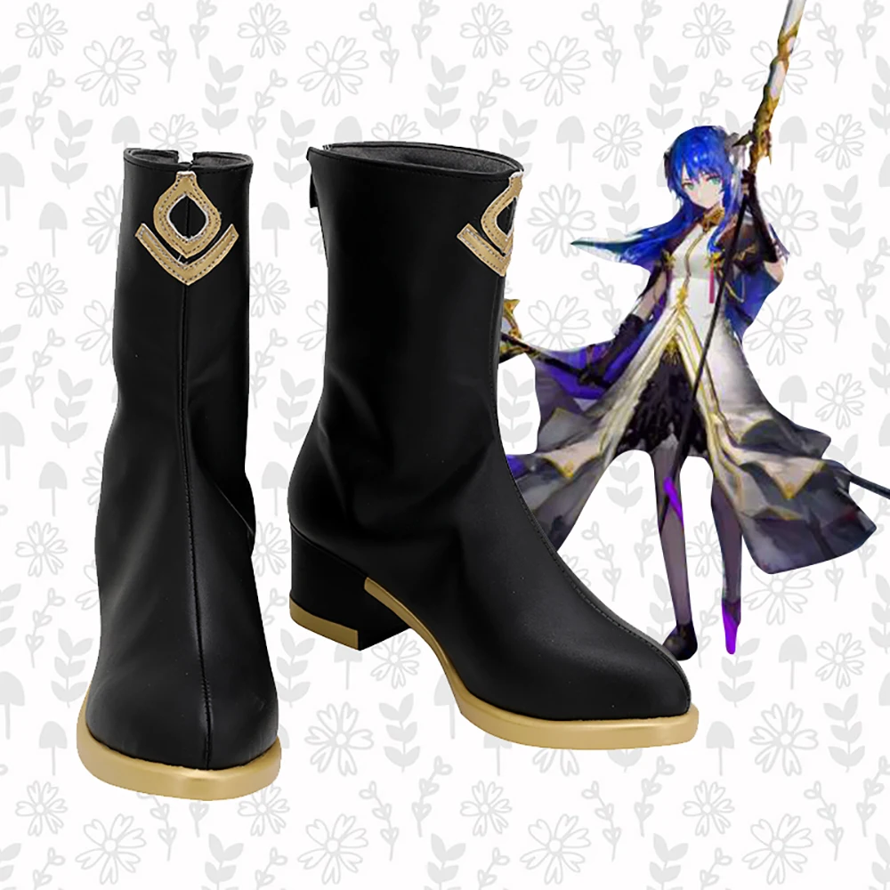 

Arknights Mostima Cosplay Boots Black Leather Shoes Custom Made Any Size for Unisex
