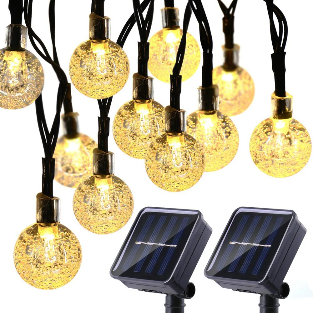 

Solar LED Ball Garland String Christmas Wedding Decoration Lighting Fairy Lamp Automatically Recharging Fence Landscape
