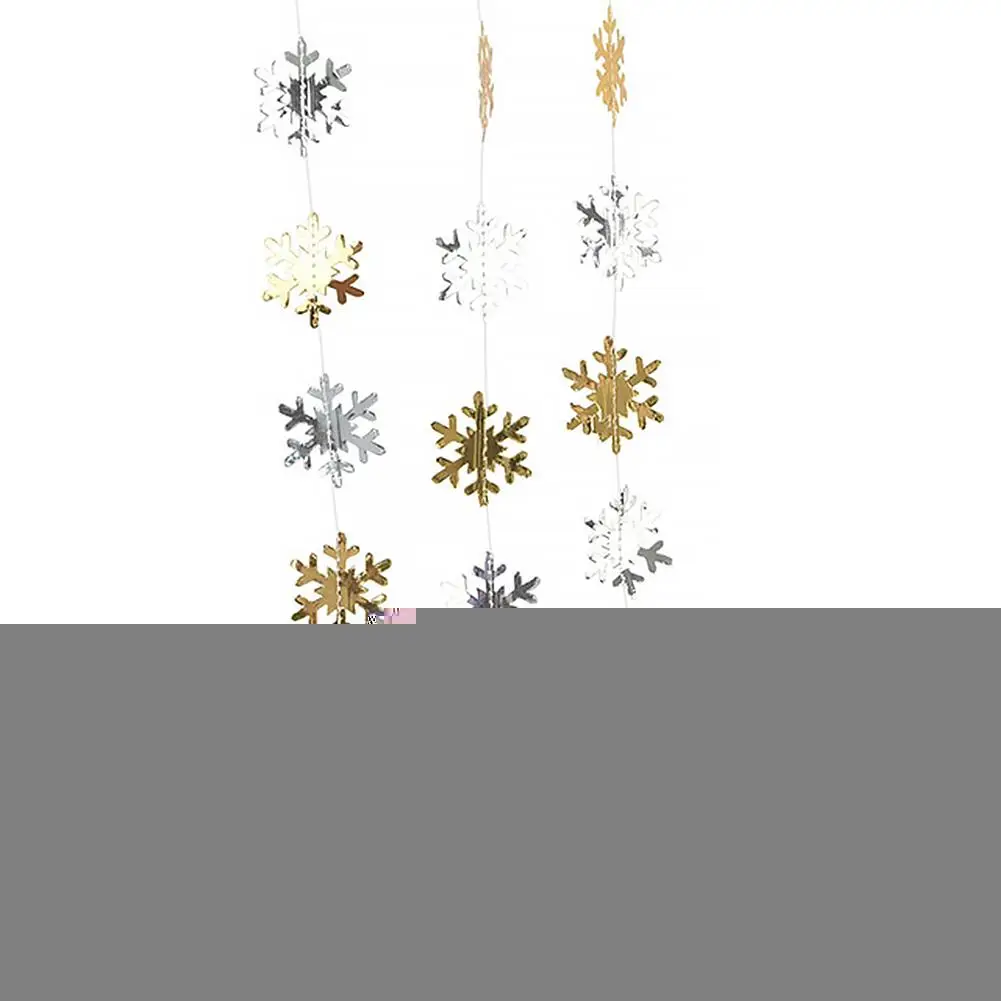 Gold and silver 4M, искусственная бумага, гирлянда из снежинок, Висячие флаги, бумажные изделия, товары для рождественского орнамента, Новогоднее украшение в виде снежинки - Цвет: Gold and silver