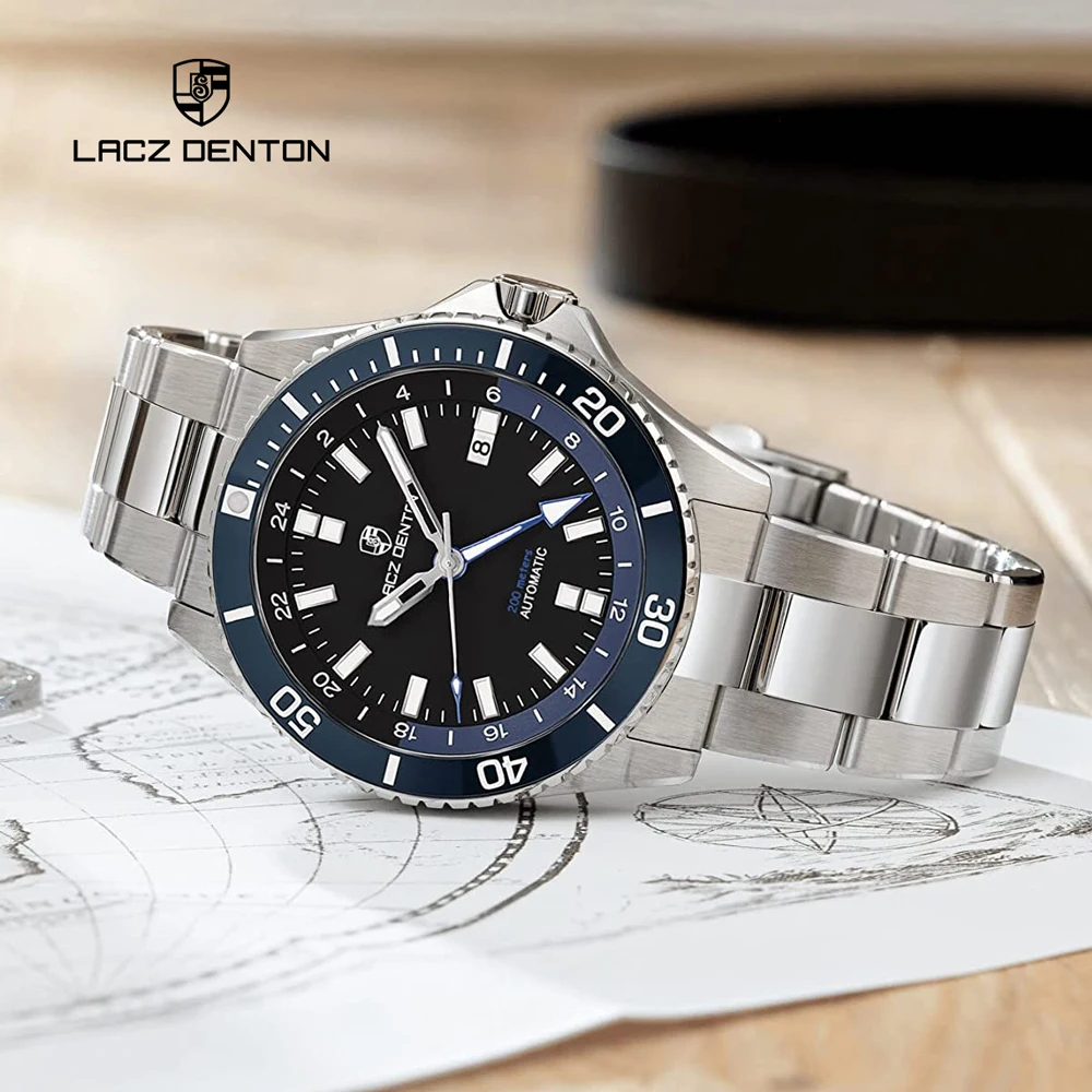Новинка 2021 автоматические часы LACZ DENTON 40 мм GMT для мужчин механические наручные