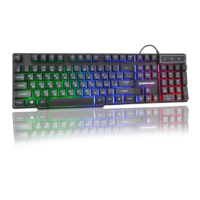 

Russian Gaming Keyboard with Colorful Backlit Keycaps For PC Games Players