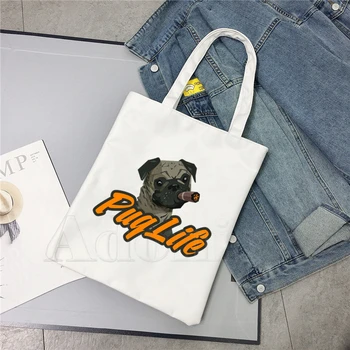 

Pug Life New Female Handbags Hot Selling Fashion Handbag Canvas Bag Tote Ladies Casual Shoulder Bag Reusable Shopping Bags