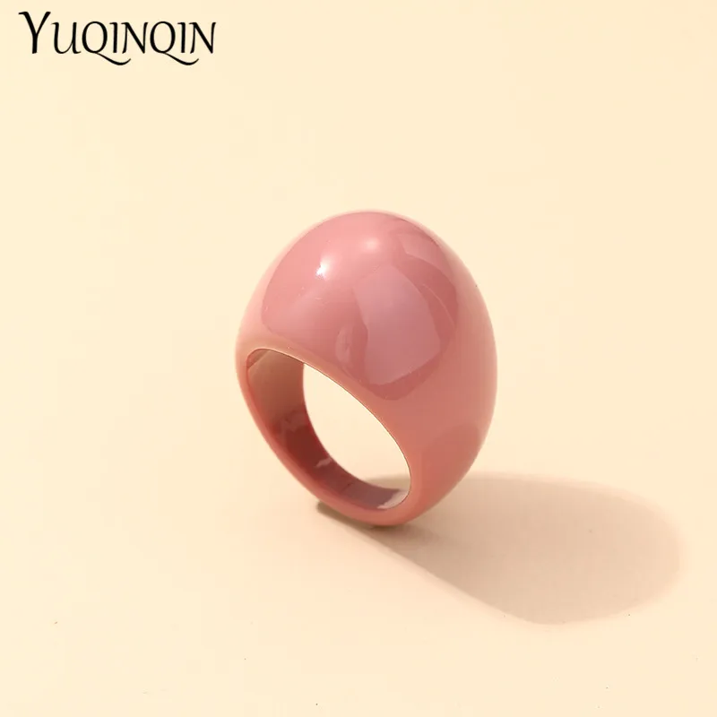 Large Cute Sweet Acrylic Rings For Teen Girls Big Colorful Resin Finger Rings For Women Minimalist Multicolor Fashion