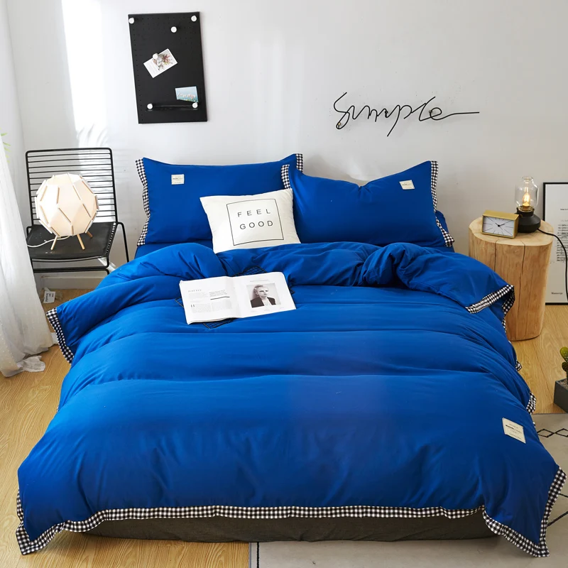 

blue Bedding set sheet pillowcase & duvet cover set bedclothes adult home bedding bed linen set No quilt