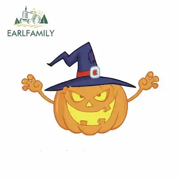 

EARLFAMILY 13cm x 9cm for Halloween Pumpkin Cartoon Funny Car Stickers RV VAN 3D DIY Fine Decal Vinyl JDM Bumper Trunk Graphics