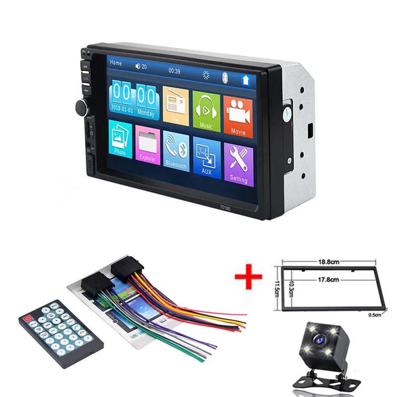 frame and camera " HD Touch Авто Радио 2 Din общие модели автомобиля Bluetooth автомобильная радио камера заднего вида MP5 Поддержка USB/SD/карт-ридер - Color: frame and camera