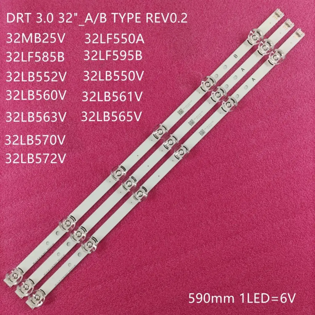 Nieuwe originele Kit 3 PCS 6LED 590mm LED strip voor LG 32LY340C 32LF560V 32LB582D LGIT B EEN 6916L-1703B 1704B 6916L-2406A 2407A