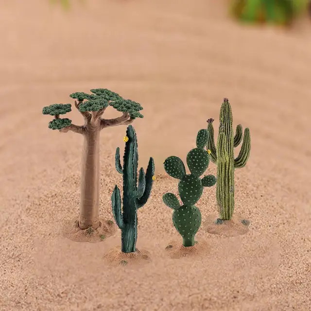 Simulated 3D Mini Cactus Ornament DIY Craft PVC Exquisite Miniature Cactus Decor Children's Educational Ornaments for Desk 2