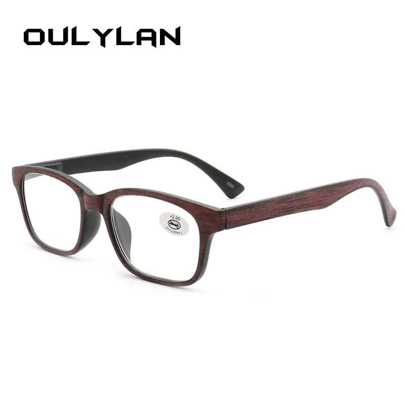 

Oulylan Square Imitation Wood Reading Glasses Women Men Resin Presbyopia Glasses with Diopter +1.0+1.5+2.0+2.5+3.0+3.5 Unisex