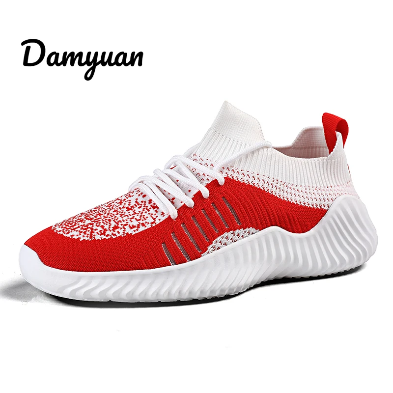Красный Damyuan/мужская повседневная обувь; Мужская обувь; повседневная обувь из натуральной кожи; женская обувь; большие размеры 46-47; дышащая обувь для влюбленных; спортивная обувь - Цвет: Красный