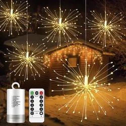 Starburst String Light Firework Copper Fairy Garland New Year's Decor Outside Twinkle Lamp Holiday Christmas Lights
