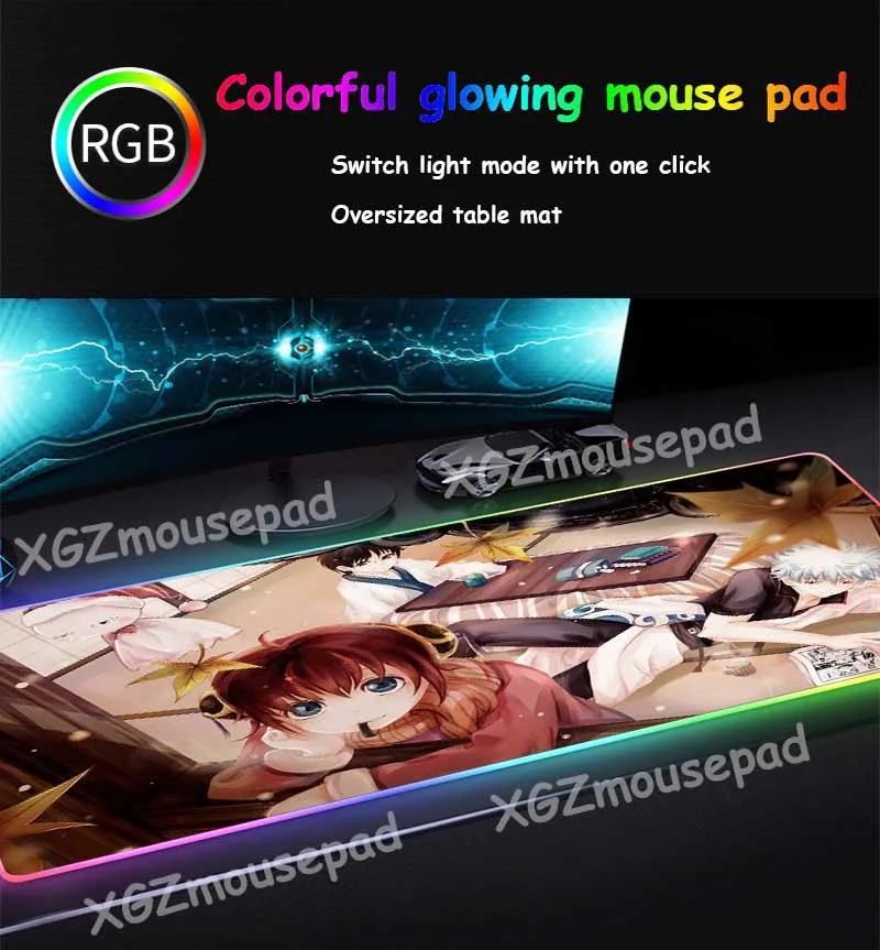 XGZ аниме кленовый лист милая девушка гинтама пользовательский большой RGB коврик для мыши черный замок край компьютерная клавиатура стол коврик резиновый нескользящий Xxl