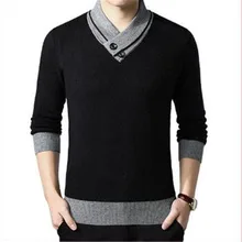 Свитер мужской пуловер пальто мужской зимний модный однотонный свитер с v-образным вырезом Повседневный теплый вязаный джемпер мужской пуловер