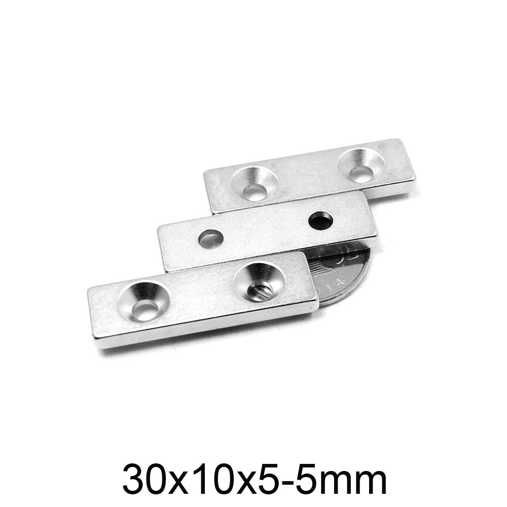 2 ~ 50 шт. 30x10x5-5 мм сильный поисковый магнитный лист с потайным отверстием 5 30x10x5 Блок