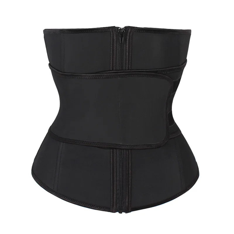 

Single Belt Latex Waist Trainer Corset Underbust Bustier Zip Rubber Gorset Steel Boned gaine minceur Gym Sports fajas reductoras