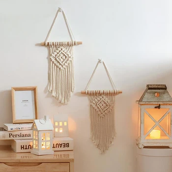 

1X Bohemia Macrame Wall Hanging Woven Wall Art Decorative Tapestry for Bedroom Living Room Wedding Favors