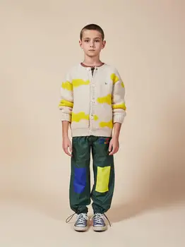

Autumn and Winter New Bobo Boys and Girls printed long sleeve sweater cardigan fashion casual Children's knitting top