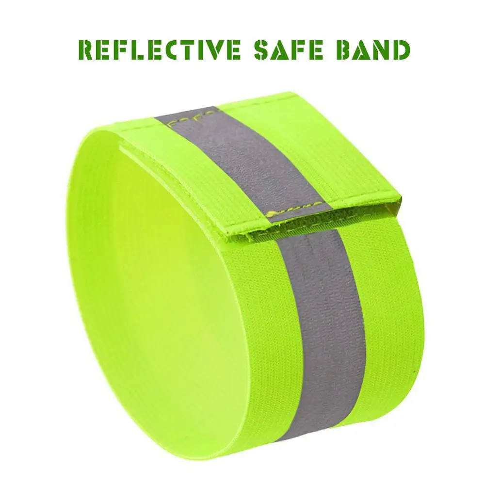reflective tape reflective waistbands wristbands 2pcs Reflective Safe Band Strap Wrist Leg Ankle Fluorescent Green Warning Belt Night Running Cycling Jogging Wristband
