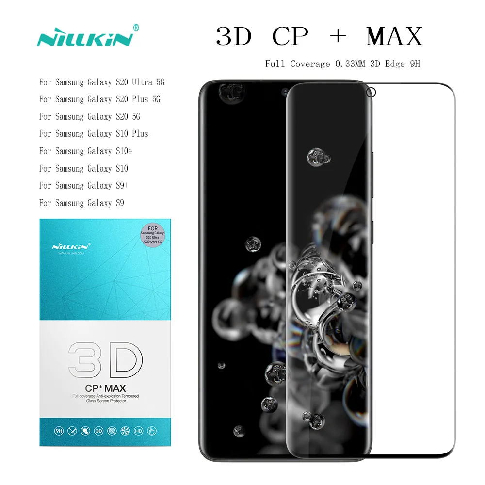 For Samsung Galaxy S20/S20 Ultra/s10/s10e/s9/S8 Glass NILLKIN Amazing 3D CP+MAX Full Coverage 9H Tempered Glass Screen Protector
