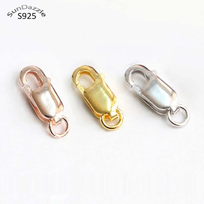 2 Sztuk Oryginalna Prawdziwa Czysta Solidna 925 Sterling Silver Karabińczyk 18K Złoty Hak Claw Klamra Z Zamknięciem Pierścień Biżuteria Ustalenia