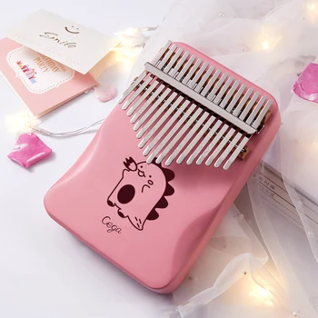 

17 Key Kalimba Mahogany Thumb Piano Pink Cute Beginner Musical Instrument Solid Wood Finger Piano with Tuning Hammer Cloth KLB41