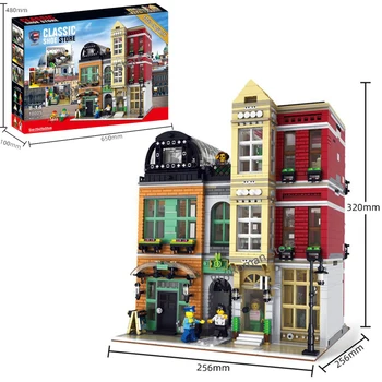 

City MOC Streetview Series The Brickstive Havana Cafe Bike Shop University Post Model Modular Building Blocks Bricks Toys Gifts