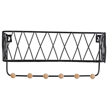

Creative Simple Nordic Wrought Iron Grid Wall Shelf Ornaments Home Wall Hook Wall Mounted Storage Rack Decoration Housekeeper-Bl