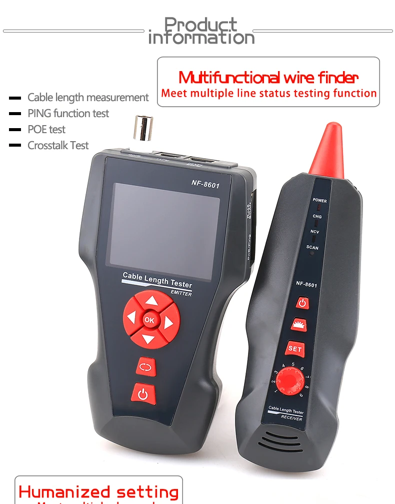 NF-8601 Многофункциональный сетевой Кабельный тестер ЖК-дисплей длина кабеля измеритель точки останова тестер RJ45 телефонная линия проверка US Plu