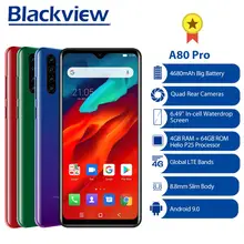 Blackview A80 Pro, глобальная версия, 4 Гб+ 64 ГБ, мобильный телефон, 4680 мА/ч, 4G, Celular, SmartphoneQuad, задняя камера, 6,49 ', дроп, мобильный телефон